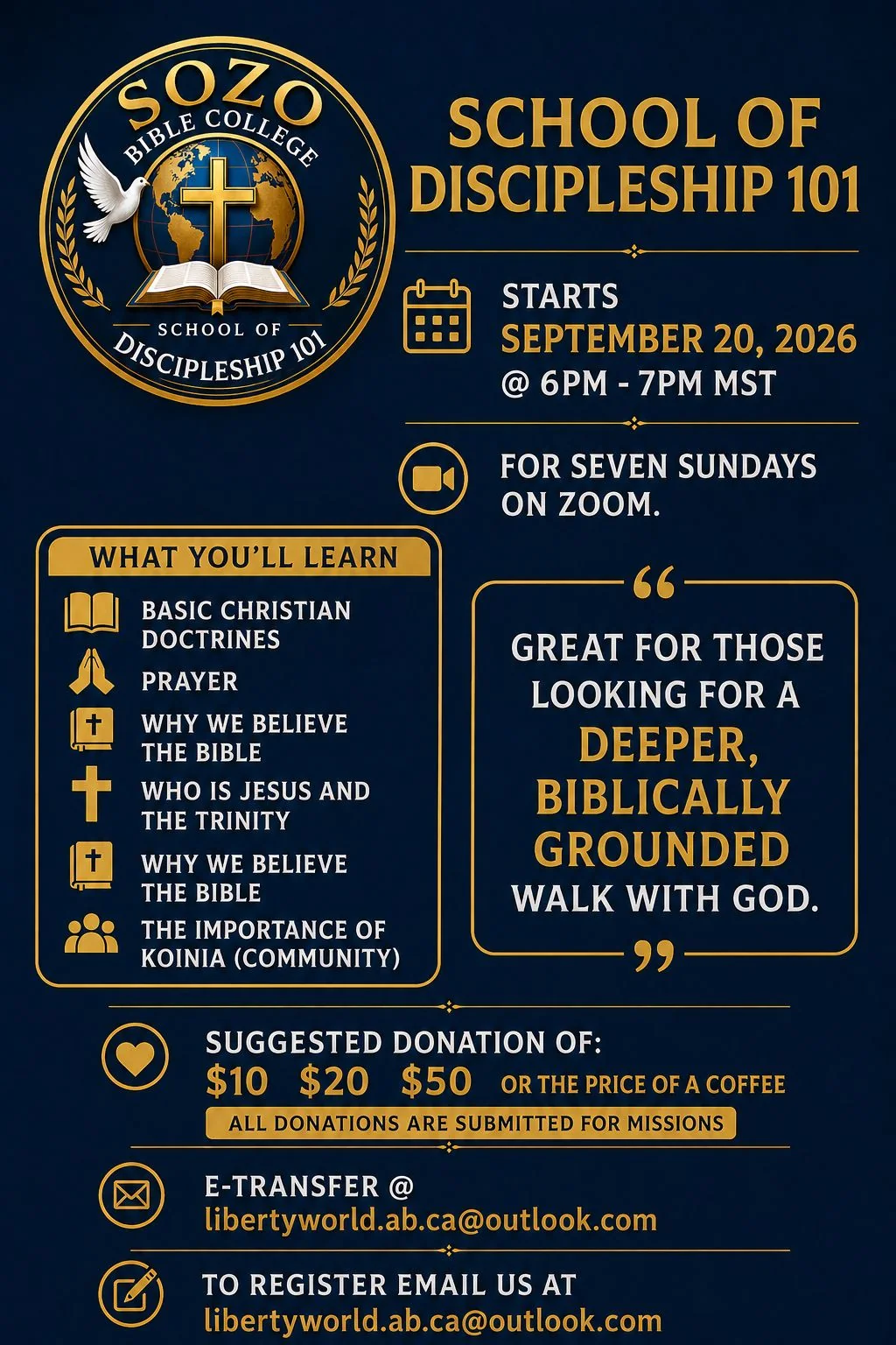 School of Discipleship 101 Fall 2026 course poster